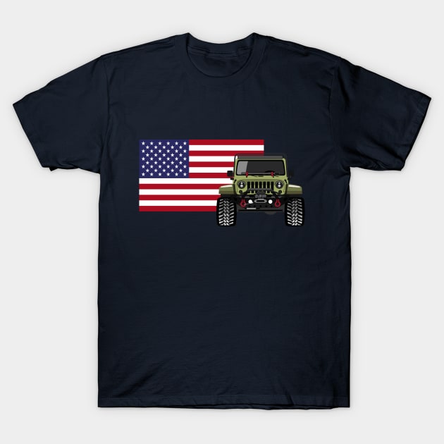 Nickrjanssen_US FLAG Jeep T-Shirt by sojeepgirl